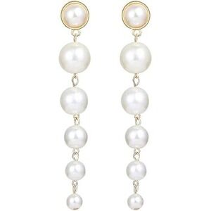 14k Gold/Silver Plated Pearl Drop Dangle‎ Earrings Long Chain Tassel Earrings